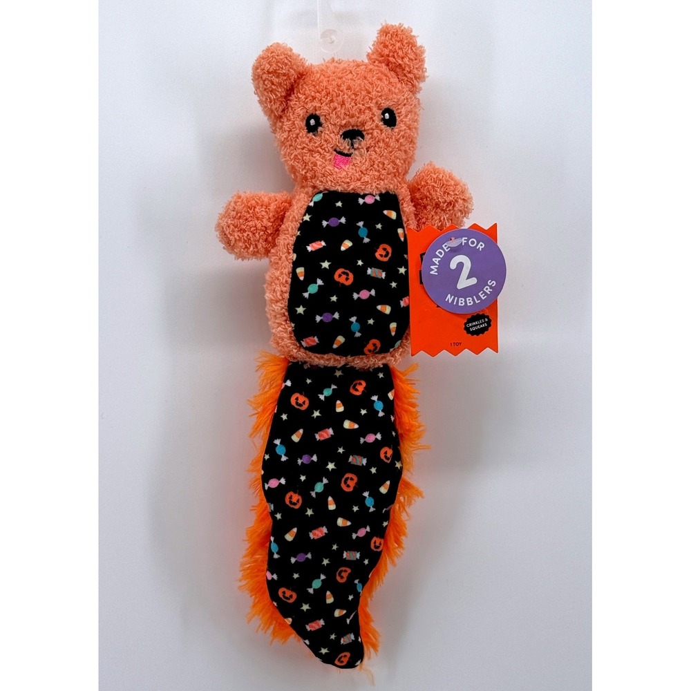 Boots & Barkley Halloween Dog Toy Plush Bear Crinkle Squeaker Candy Corn Toy